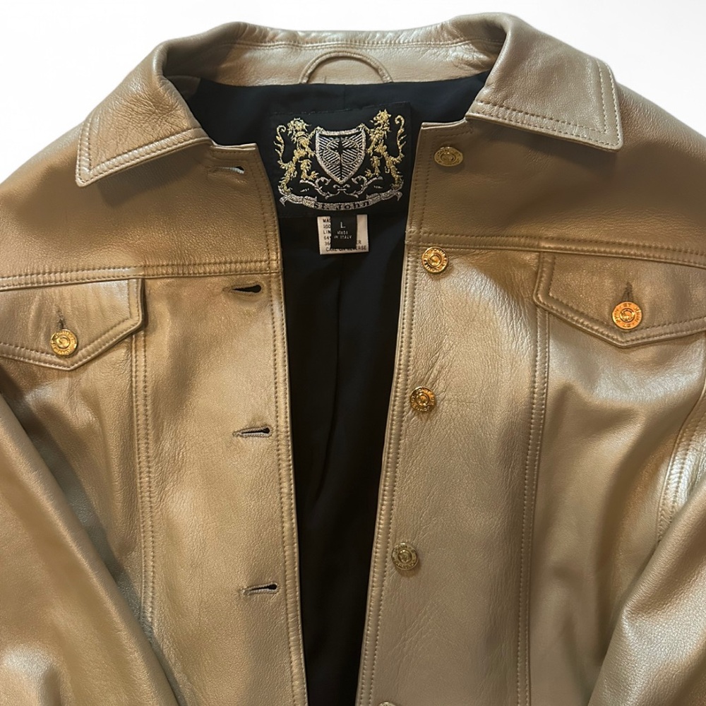 ST JOHN Gold 100% leather Italian made. Bomber styled jacket.